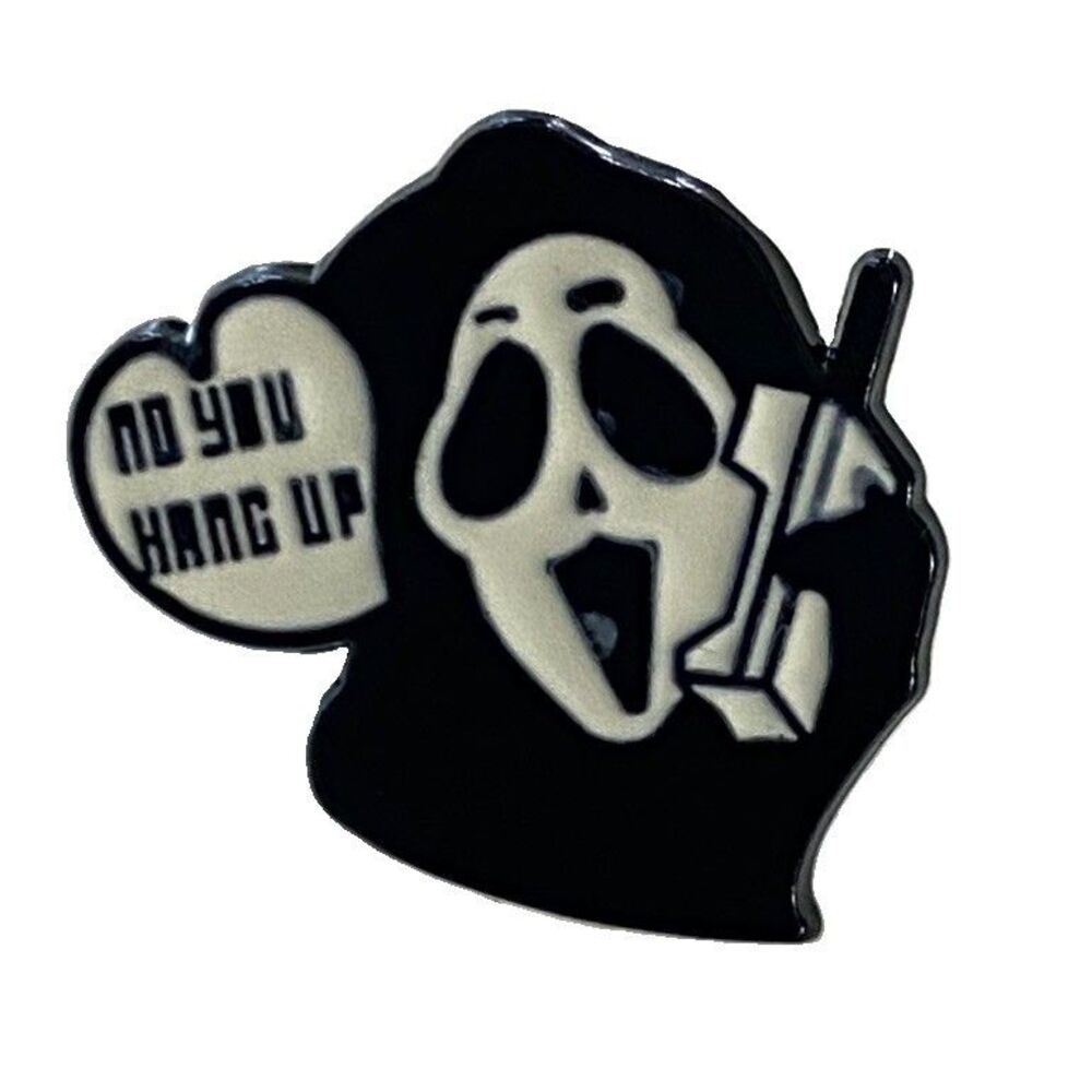 Scream Ghostface Enamel Pin "No You Hang Up" Horror Movie Lapel Brooch Spooky